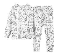 Generisch Children Kids fai da te Pajama Set per ragazzi e ragazze Cute Funny Black White 2 pezzi Tuta da jogging per adolescenti e ragazze, grigio scuro, 3-4 Jahre