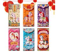 Generisch Chinese Red Envelope Pack 6 pezzi 2026 Auspicious Money, Hong Bao Set, Cute Lunar New Year Gift Envelopes, for Spring Festival Wedding Housewarming Party Favors Holiday Celebration Use