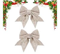Generisch Christmas Bows | 2 pezzi di nastro Sparkly Holiday Decoration | Christmas Bows for Wrapping | for Home Outdoor Farmhouse Wall Craft