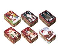 Generisch Christmas Tin - 6 pezzi di scatola di Natale per biscotti | Tin Boxes - Reusable Boxes Are Just The Right Size For Holding Biscuits, Candies, Chocolates, Cash, Handicrafts and More!