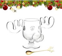 Generisch Christmas Vacation Moose Mug, Winter drink eggnog glass, with Spoon for Coffee Tea Drinks Family Friends Party Drinking Supplies