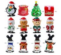 Generisch Christmas Wind-Up Toy Set - 12 pezzi in PVC materiale Holiday Figurines, 200 g Fun Interactive Collectible Toys, Seasonal Decor, Kids Playset, Colorful Cute Characters, Lightweight, Easy