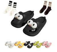 Generisch Ciabatte Big Eyes Dog Slippers, 3D Big Eye Dog Fun Cartoon Package Head Eva Non-Slip Slides, Nero , 40/41 EU