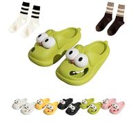 Generisch Ciabatte Big Eyes Dog Slippers, 3D Big Eye Dog Fun Cartoon Package Head Eva Non-Slip Slides, verde, 40/41 EU