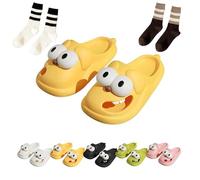 Generisch Ciabatte Big Eyes Dog Slippers, 3D Big Eye Dog Fun Cartoon Package Head Eva Non-Slip Slides, giallo., 40/41 EU