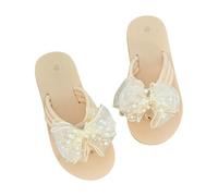 Generisch Ciabatte da bagno da donna Bohemia Slippers Estate Beach Pantofole infradito yoga Mat Tanga sandali leggeri comodi e piatti decorativi da spiaggia con plantare morbido, bianco, 39 EU