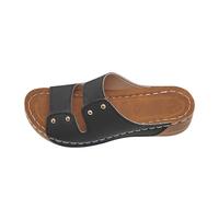 Generisch Ciabatte da bagno da donna Cut-Out, sandali estivi alla moda, in ecopelle, comode, da bagno, da giardino, sandali di sicurezza, Nero , 38.5 EU