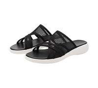Generisch Ciabatte da bagno da donna, estive, antiscivolo, aperte, in rete, leggere e comode, morbide, estive, piedi larghi, da bagno, Nero , 38 EU