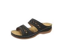 Generisch Ciabatte da donna con plantare e zeppa pantofole estive comode da spiaggia leggere scarpe da bagno per il tempo libero, scarpe aperte con punta aperta, pantofole traspiranti, Nero , 41 EU
