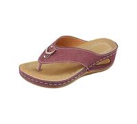 Generisch Ciabatte da donna con plantare, infradito estive, sandali con zeppa, traspiranti, scarpe da trekking, Vino, 41 EU