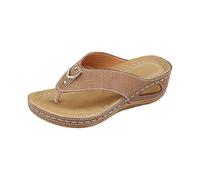 Generisch Ciabatte da donna con plantare, infradito estive, sandali con zeppa, traspiranti, scarpe da trekking, marrone, 42 EU