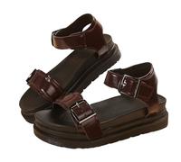 Generisch Ciabatte da donna con tacco e plantare, sandali da donna con plantare Peep, scarpe antiscivolo a piedi nudi, leggeri e confortevoli, con fibbia, sandali con plateau e plantare in pelle