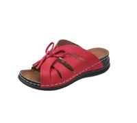 Generisch Ciabatte da donna con zeppa, ciabatte estive con fiocco, scarpe da spiaggia, traspiranti, con dita aperte, per attività all'aperto, con plateau, Colore: rosso, 38 EU