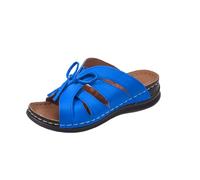 Generisch Ciabatte da donna con zeppa, ciabatte estive con fiocco, scarpe da spiaggia, traspiranti, con dita aperte, per attività all'aperto, con plateau, Blu, 38 EU