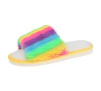 Generisch Ciabatte Donna Coppia di Ciabatte Arcobaleno Spesse Calde Antiscivolo Pantofole in Cotone Imbottite Casa, giallo., 37 EU