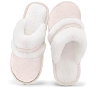 Generisch Ciabatte Donna Soffici Pantofole con Supporto Arco Plantare, Morbide, Confortevoli, da infilare, Scarpe basse Casual Invernali, bianco, 44 EU