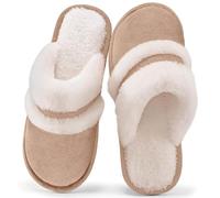 Generisch Ciabatte Donna Soffici Pantofole con Supporto Arco Plantare, Morbide, Confortevoli, da infilare, Scarpe basse Casual Invernali, cachi, 44 EU