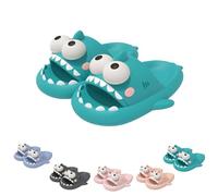 Generisch Ciabattine per squalo con occhi grandi, Ciabatte unisex 3D, antiscivolo con suola spessa, verde, 42/43 EU