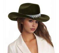 Generisch Cilindro jazz per uomo e donna, cilindro da cowboy occidentale, cappello da sposa, cilindro europeo e pazzo per le vacanze, verde, Taglia unica