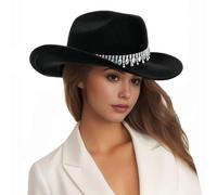 Generisch Cilindro jazz per uomo e donna, cilindro da cowboy occidentale, cappello da sposa, cilindro europeo e pazzo per le vacanze, Nero , Taglia unica