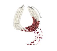 Generisch Ciondolo elettrico Gothic Bloody Pearl Necklace Jewelry Multilayer Red Blood Tassel Chains Dripping Pearls Creative Accessories collana torta, plastica, Senza Gemstone