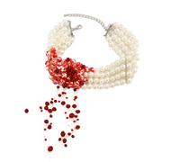 Generisch Ciondolo elettrico Gothic Bloody Pearl Necklace Jewelry Multilayer Red Blood Tassel Chains Dripping Pearls Creative Accessories collana torta, plastica, Senza Gemstone