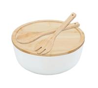 Generisch Ciotola da portata per insalata, grande ciotola da portata | Ciotola da portata in legno con cucchiaio e forchetta per la casa, cucina, cereali, frutta, spuntino, cottura, pasta, mezzogiorno