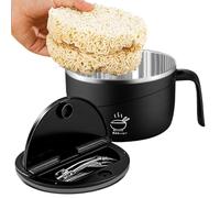 Generisch Ciotola per pasta - Coperchio portatile con forchetta - Ciotola per pasta in acciaio inox - per cucina, Pho, pasta, farina d'avena, stufato, insalata, casa, dormitorio,