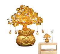 Generisch Citrine Money Tree - Decorazione con pietra preziosa di cristallo | - Statua patrimoniale per energia spirituale, figura fortunata fatta a mano, ornamento prosperità per la casa
