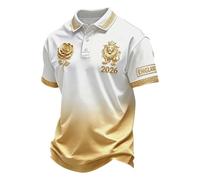 Generisch Classica camicia a maniche corte in maglia inglese, morbida e traspirante per un uso versatile nella vita di tutti i giorni., giallo., XL