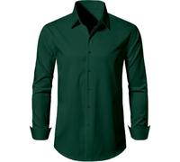Generisch Classica camicia da uomo a maniche lunghe per un lavoro casual da indossare tutti i giorni in una vestibilità elegante, Verde scuro, XXL