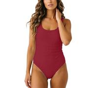 Generisch Classico costume da bagno in tinta unita con scollo sulla schiena alla moda per un bagno elegante. Un vero colpo d'occhio, Lilla, L