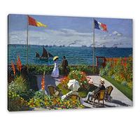 Generisch Claude Monet - Giardino A Sainte-Adresse Come Quadro su Tela/Quadro da Parete/Stampa Artistica/Coperto (Bianco - 100x70)