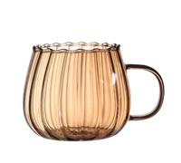 Generisch Clear Pumpkin Mugs - da tè in anti-scivolo, design estetico a costine | Eleganti prodotti per soda Water Milk Powder Hot Soy Beverage Kitchen Office Latte Cappuccino Espresso