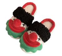 Generisch Clown - Pantofole divertenti da donna, soffici, calde, in memory foam, per la casa, in feltro, antiscivolo, per il tempo libero, Colore: rosso, 43 EU