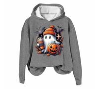 Generisch Club Party Carnevale Halloween Costume Gothic Punk Bandage Casual Maglione a maniche lunghe Relaxed Fit Felpe Donna Halloween Gothic Scheletro Hoodie Crop Top, Felpa con cappuccio B4-grigio