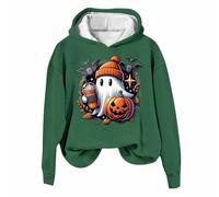 Generisch Club Party Carnevale Halloween Costume Gothic Punk Bandage Casual Maglione a maniche lunghe Relaxed Fit Felpe Donna Halloween Gothic Scheletro Hoodie Crop Top, Felpa con cappuccio B4 verde