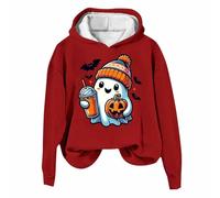 Generisch Club Party Carnevale Halloween Costume Gothic Punk Bandage Casual Maglione a maniche lunghe Relaxed Fit Felpe Donna Halloween Gothic Scheletro Hoodie Crop Top, Felpa con cappuccio B3 rossa