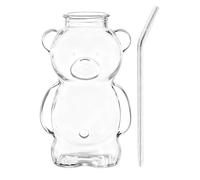 Generisch Coffee Cup - Clear Tumbler | Cute Bear Glass with Straw, 320 ml Reusable Drinkware for Coffee, Tea, Juice, Water, Party And Daily Use At Home, Office, Cafe, Bar