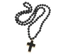Generisch Collana con ciondolo a forma di crocifisso con perle | Collana regolabile in lunghezza, gioiello di perle con ciondolo a forma di crocifisso, collana in stile etnico per il