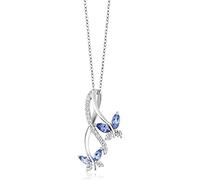 Generisch Collana con ciondolo a forma di farfalla in argento Sterling 925 con topazio blu per le donne, Metallo