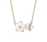 Generisch Collana con ciondolo a forma di fiore di ciliegio, lunghezza 40 + 5 cm, adatta per donne, madre, wife, compleanno, anniversario, lettera L, Metallo, Senza Gemstone