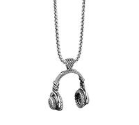 Generisch Collana con cuffie, collana da uomo alla da 60 cm con ciondolo a forma di auricolare, in acciaio , catena alla in stile hip-hop, accessorio per studenti singoli, 36 g, Siehe