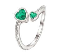 Generisch Collana con due anelli di pietra portafortuna da donna, regolabile, anello a cuore aperto, costellazione mensile, per adolescenti, figlia, regalo di compleanno, set di anelli, A, lega di