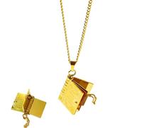 Generisch Collana da donna in acciaio con ciondolo a libro e medaglione, gioielli personalizzati per gli amanti dei libri e dei di libri, regalo per lettori, amici (2,3 x 1,7 x 0,4 cm