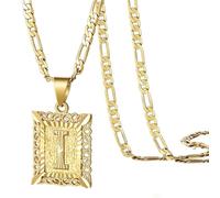 Generisch Collana da uomo e donna con lettere in rame, catena da donna personalizzata veneziana con lettere dalla A alla Z, gioielli girocollo in oro retrò, quadrilatero, catena regolabile, Acciaio