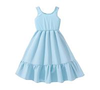 Generisch Collana di pantaloni per ragazze e medie dimensioni per bambini, comoda cucitura senza maniche, abito per il tempo libero, la libreria dei desideri, Celeste., 9-10 Jahre