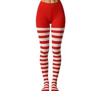 Generisch Collant a righe per adulti Halloween collant elastici collant opachi collant semi-trasparenti Natale, Colore: rosso, Taglia unica