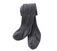 Generisch Collant a treccia, leggings in cotone con piedi, collant, da 0 a 6 anni, grigio scuro, 2-4 Jahre