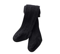 Generisch Collant a treccia, leggings in cotone con piedi, collant, da 0 a 6 anni, Nero , 0-6 Mesi